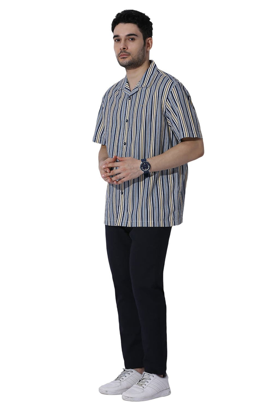 BASICS DRIFT FIT SAPPHIRE NAVY CATIONIC POLYESTER VISCOSE TWILL TROUSERS