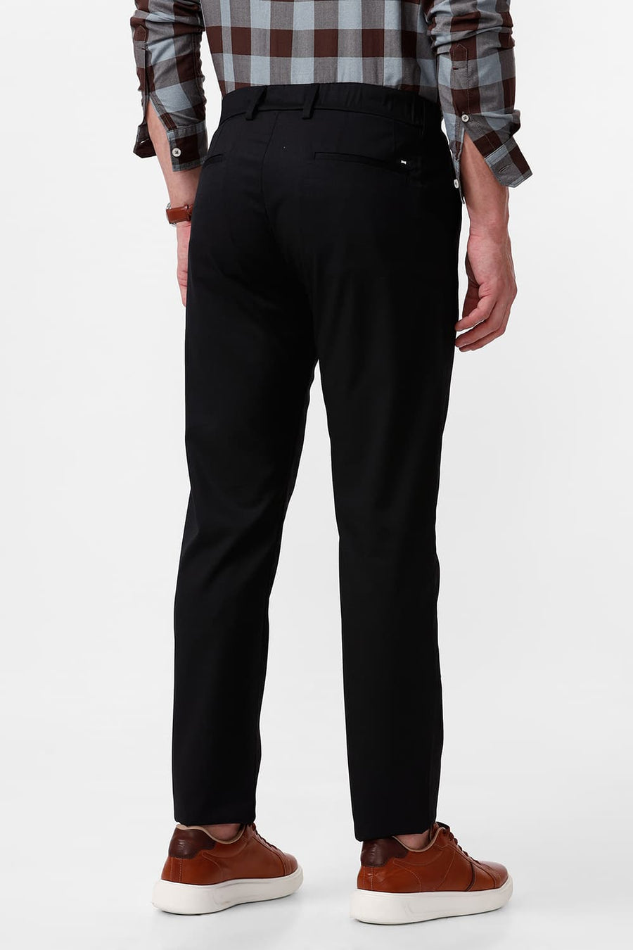 BASICS DRIFT FIT JET BLACK CATIONIC POLYESTER VISCOSE TWILL TROUSERS