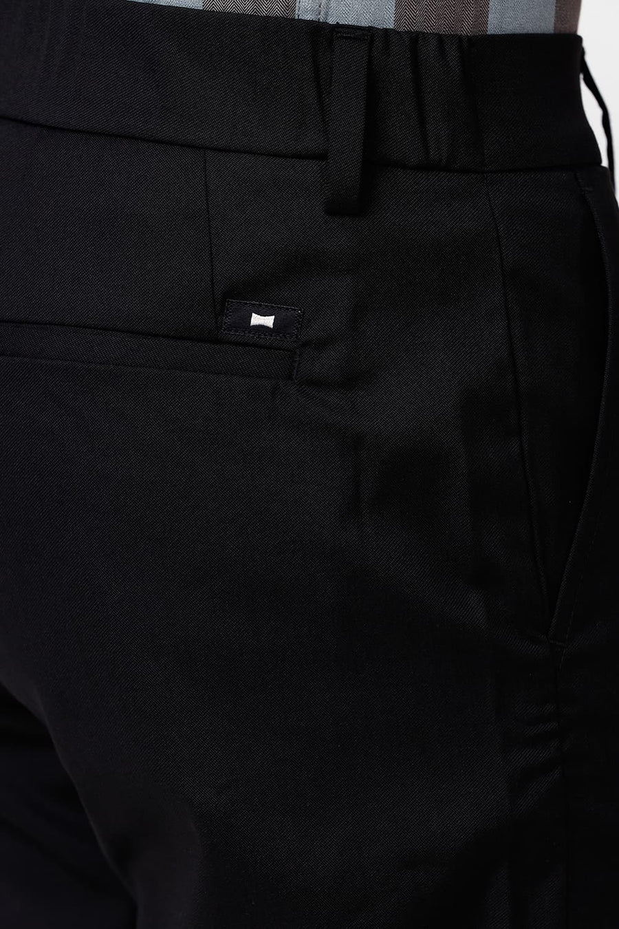 BASICS DRIFT FIT JET BLACK CATIONIC POLYESTER VISCOSE TWILL TROUSERS