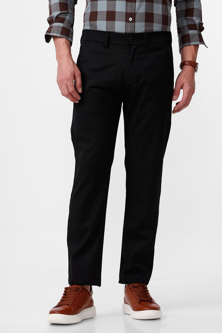 BASICS DRIFT FIT JET BLACK CATIONIC POLYESTER VISCOSE TWILL TROUSERS