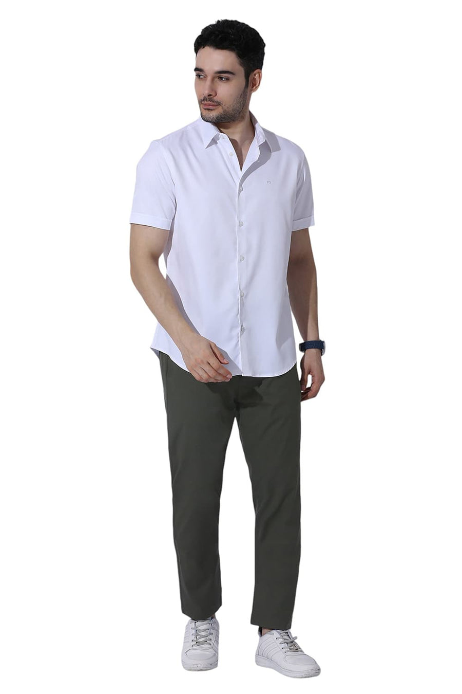BASICS DRIFT FIT FOREST GREEN CATIONIC POLYESTER VISCOSE TWILL TROUSERS