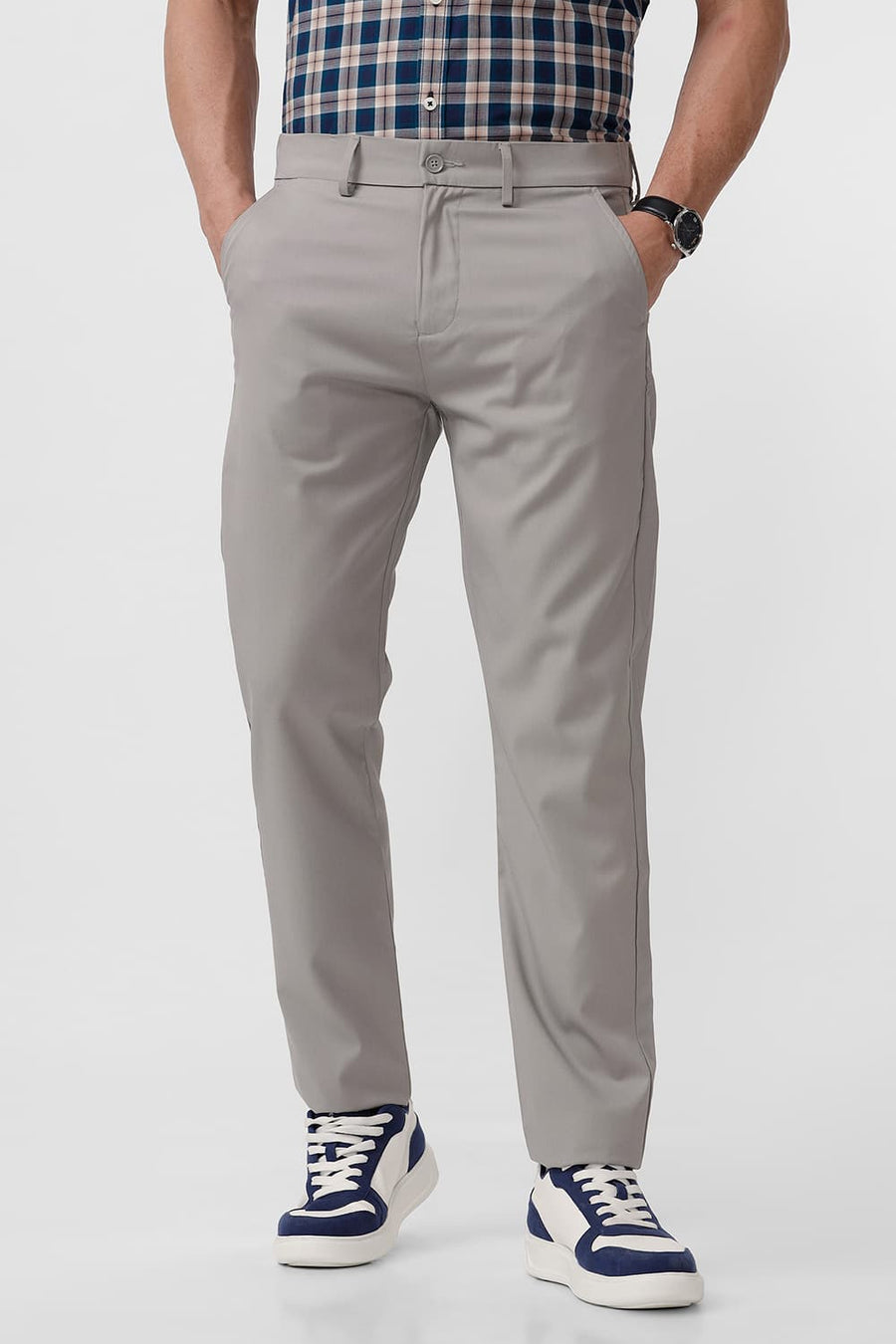 BASICS DRIFT FIT FLINT STONE CATIONIC POLYESTER VISCOSE TWILL TROUSERS