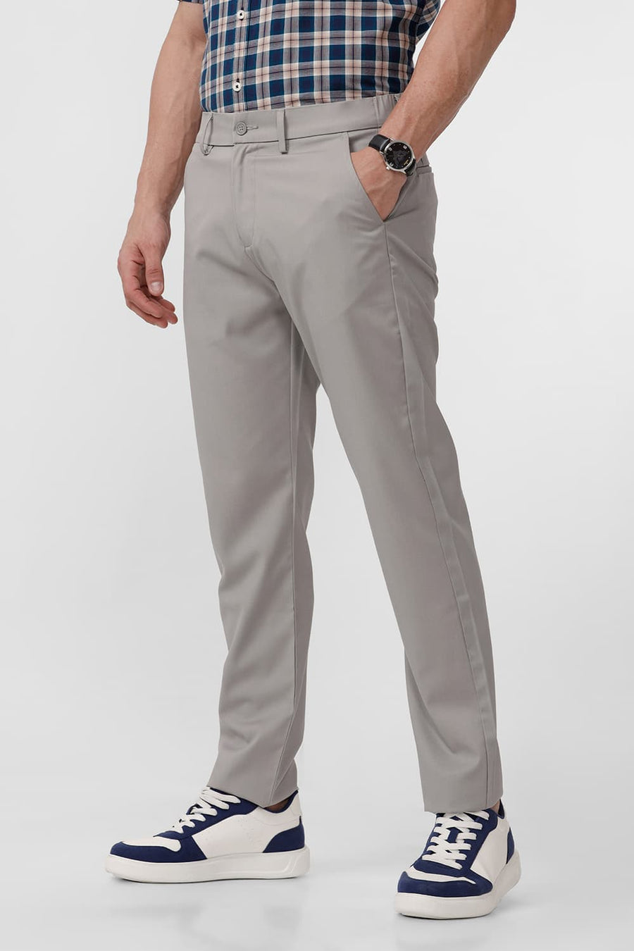 BASICS DRIFT FIT FLINT STONE CATIONIC POLYESTER VISCOSE TWILL TROUSERS
