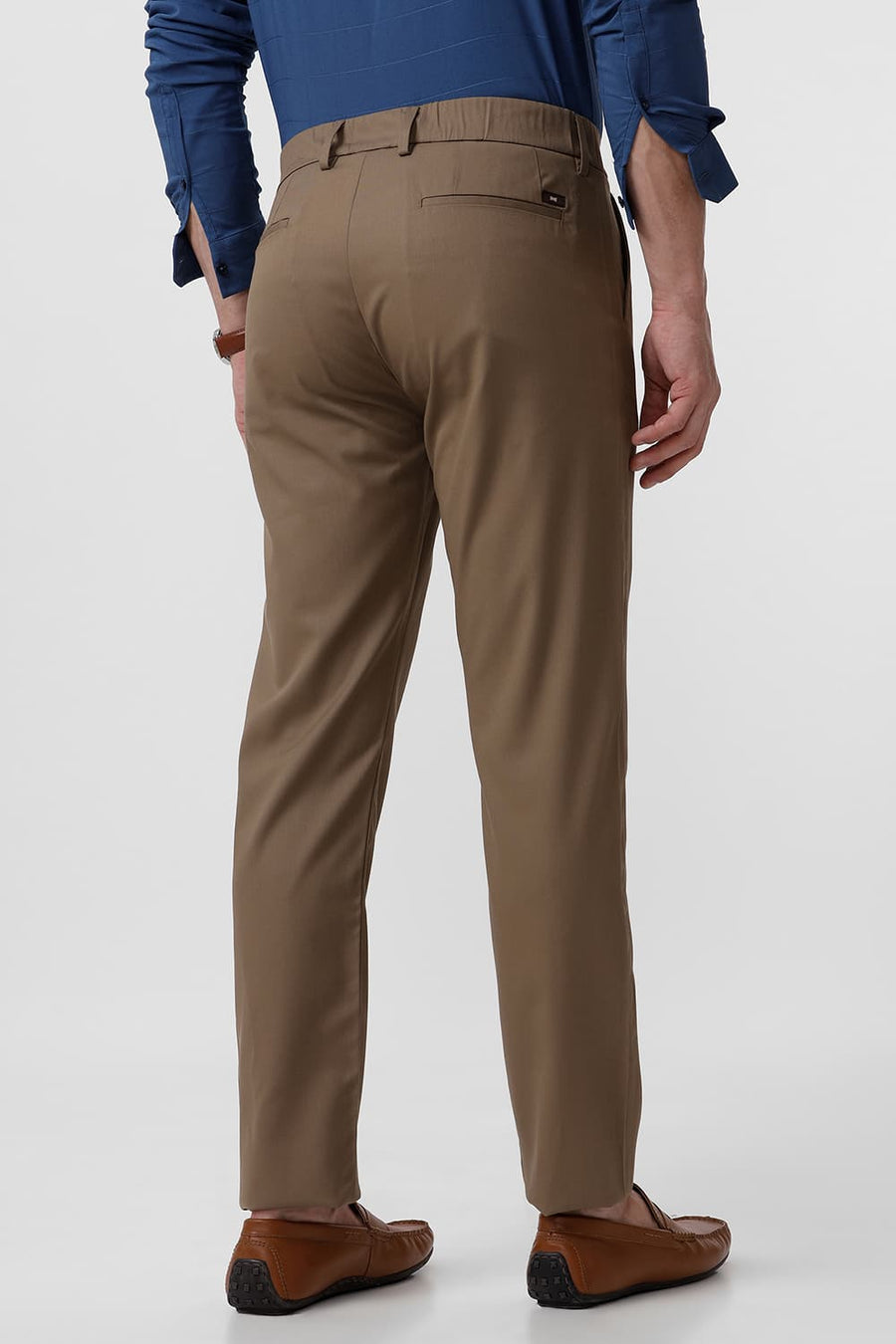 BASICS DRIFT FIT TEAK KHAKI CATIONIC POLYESTER VISCOSE TWILL TROUSERS