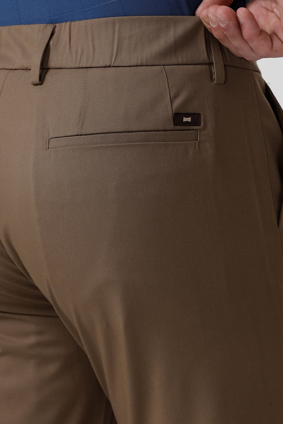 BASICS DRIFT FIT TEAK KHAKI CATIONIC POLYESTER VISCOSE TWILL TROUSERS
