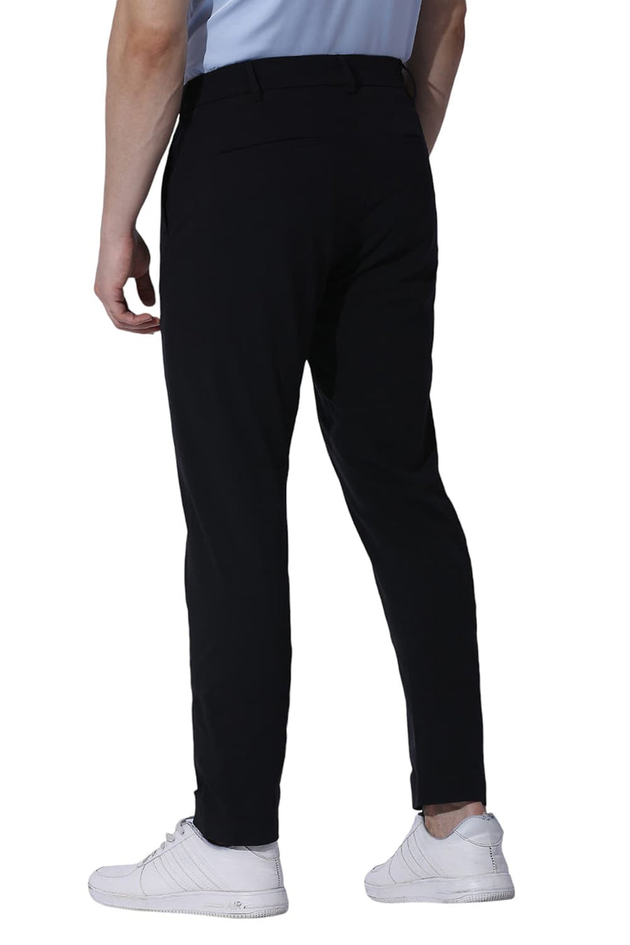 BASICS DRIFT FIT CAVIAR BLACK POLYESTER STRETCH TROUSERS