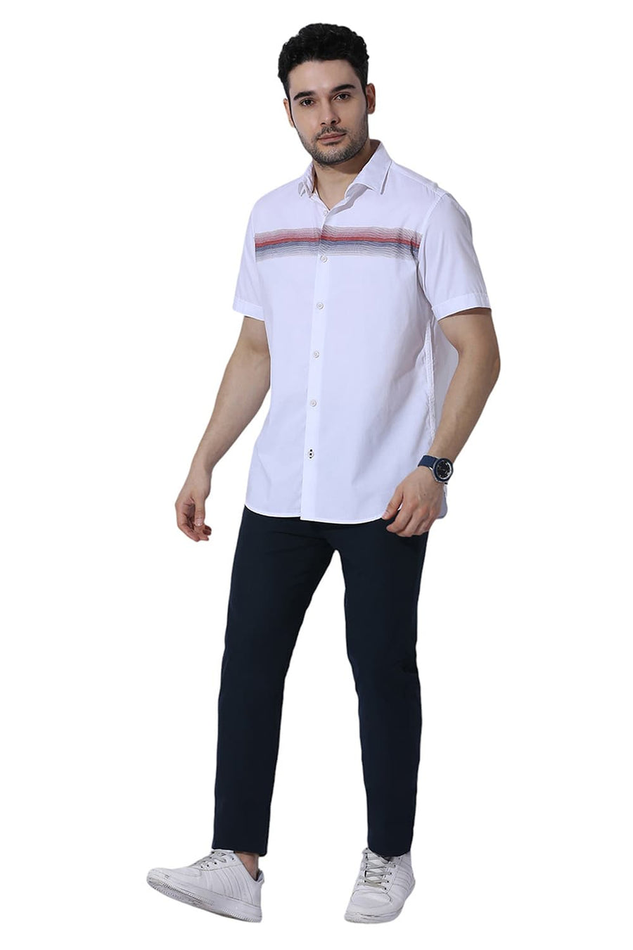 BASICS DRIFT FIT POND NAVY POLYESTER STRETCH TROUSERS