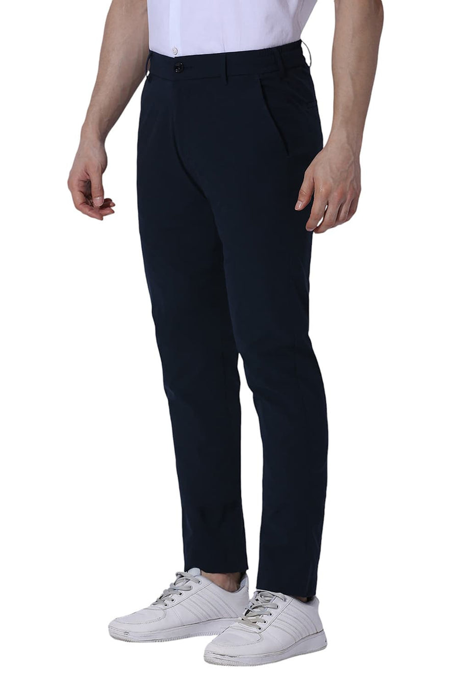 BASICS DRIFT FIT POND NAVY POLYESTER STRETCH TROUSERS