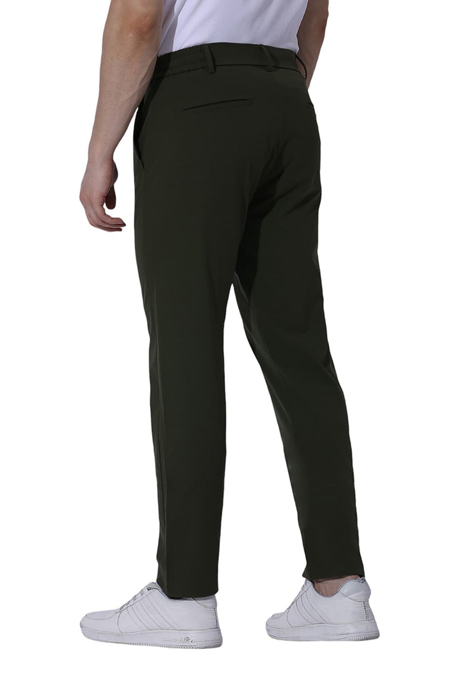 BASICS DRIFT FIT KOMBU GREEN POLYESTER STRETCH TROUSERS