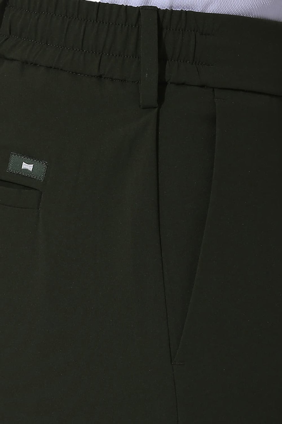 BASICS DRIFT FIT KOMBU GREEN POLYESTER STRETCH TROUSERS