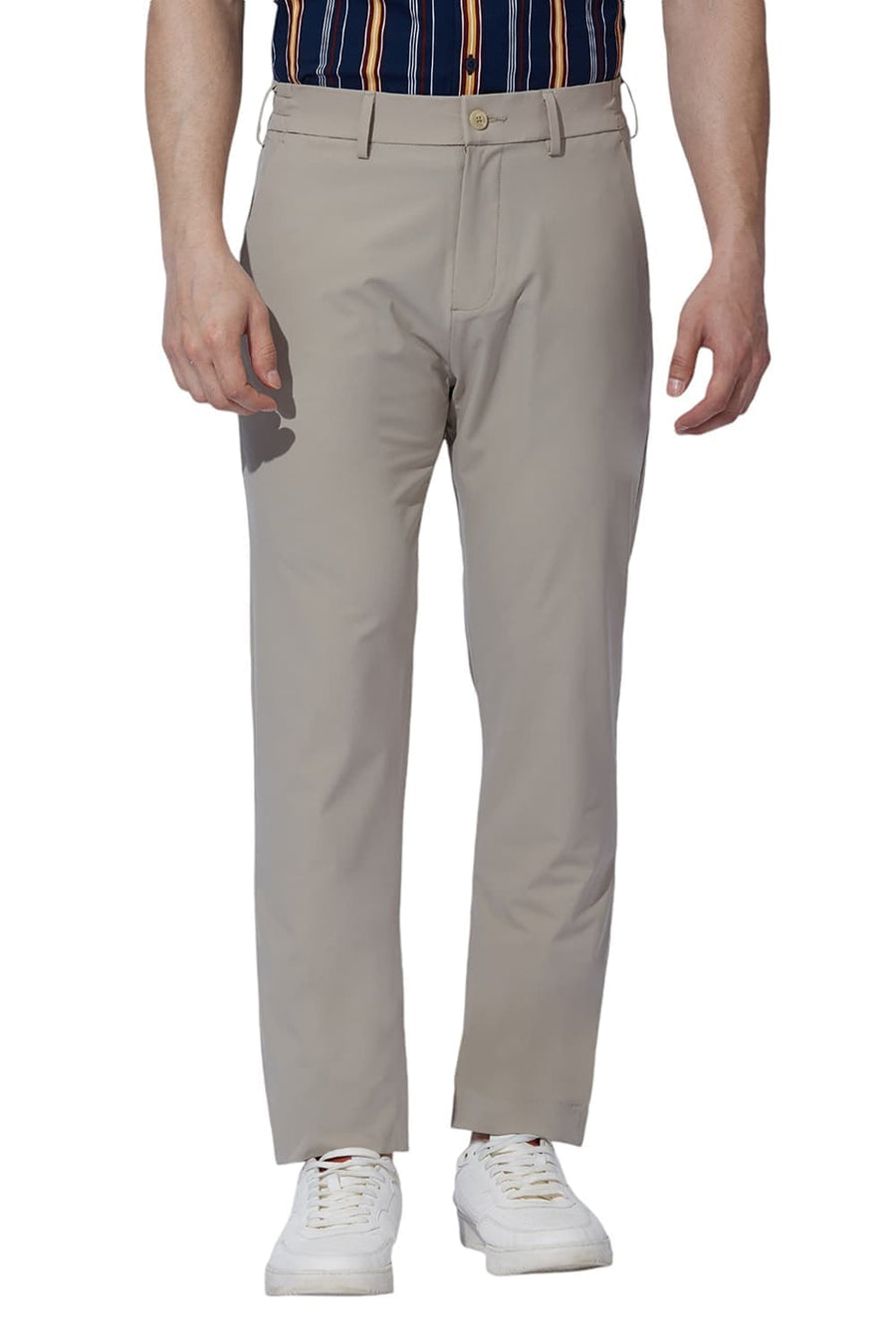 BASICS DRIFT FIT SAFARI KHAKI POLYESTER STRETCH TROUSERS