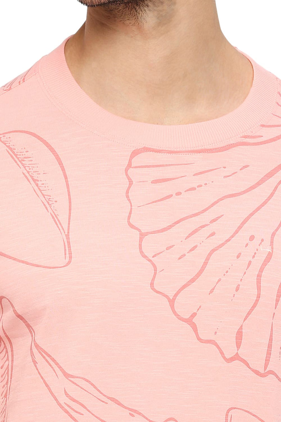 BASICS MUSCLE FIT PEACHES N CREAM COTTON PRINTED CREW T-SHIRTS