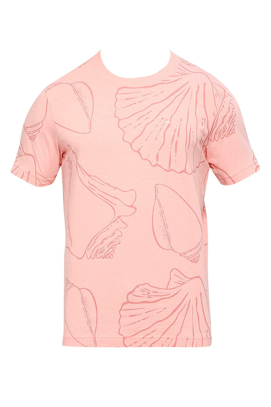 BASICS MUSCLE FIT PEACHES N CREAM COTTON PRINTED CREW T-SHIRTS