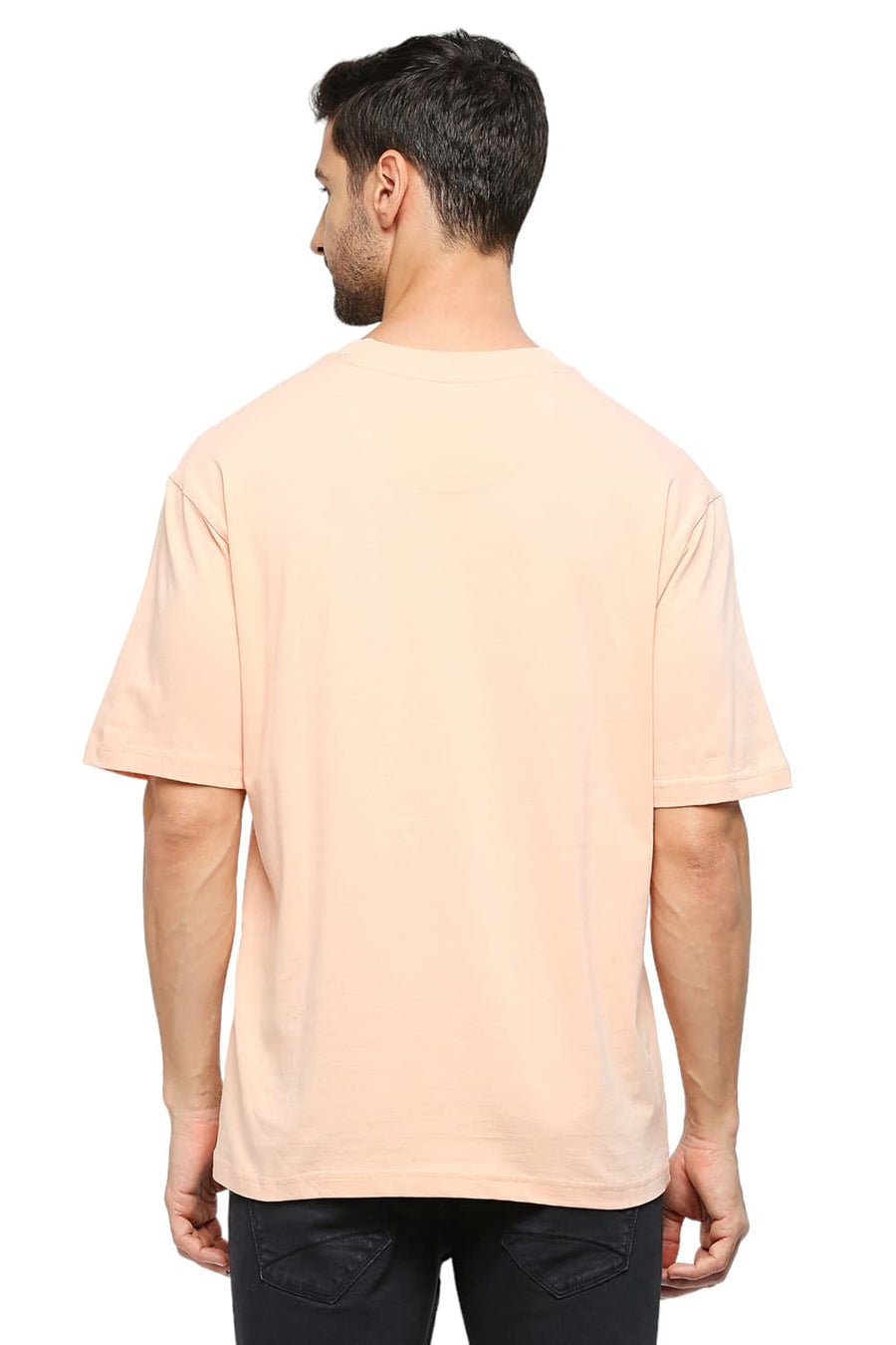 BASICS RELAXED FIT PEACH PARFAIT COTTON SOLID CREW T-SHIRTS
