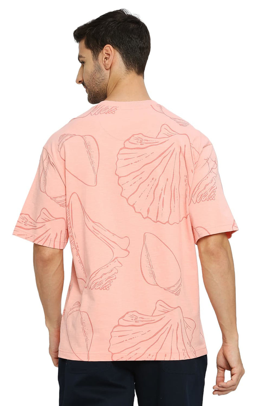 BASICS RELAXED FIT PEACHES N CREAM COTTON PRINTED CREW T-SHIRTS