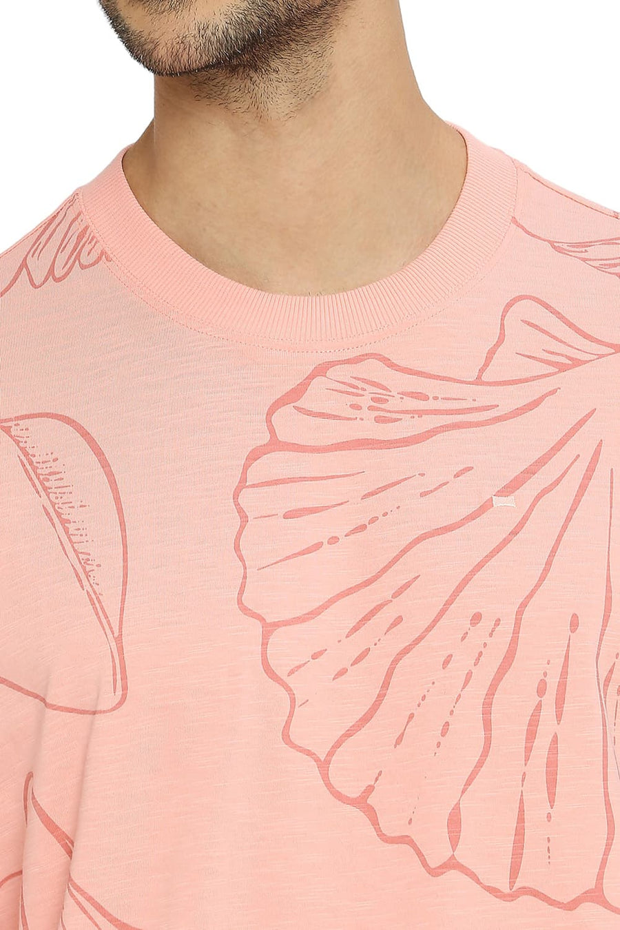 BASICS RELAXED FIT PEACHES N CREAM COTTON PRINTED CREW T-SHIRTS