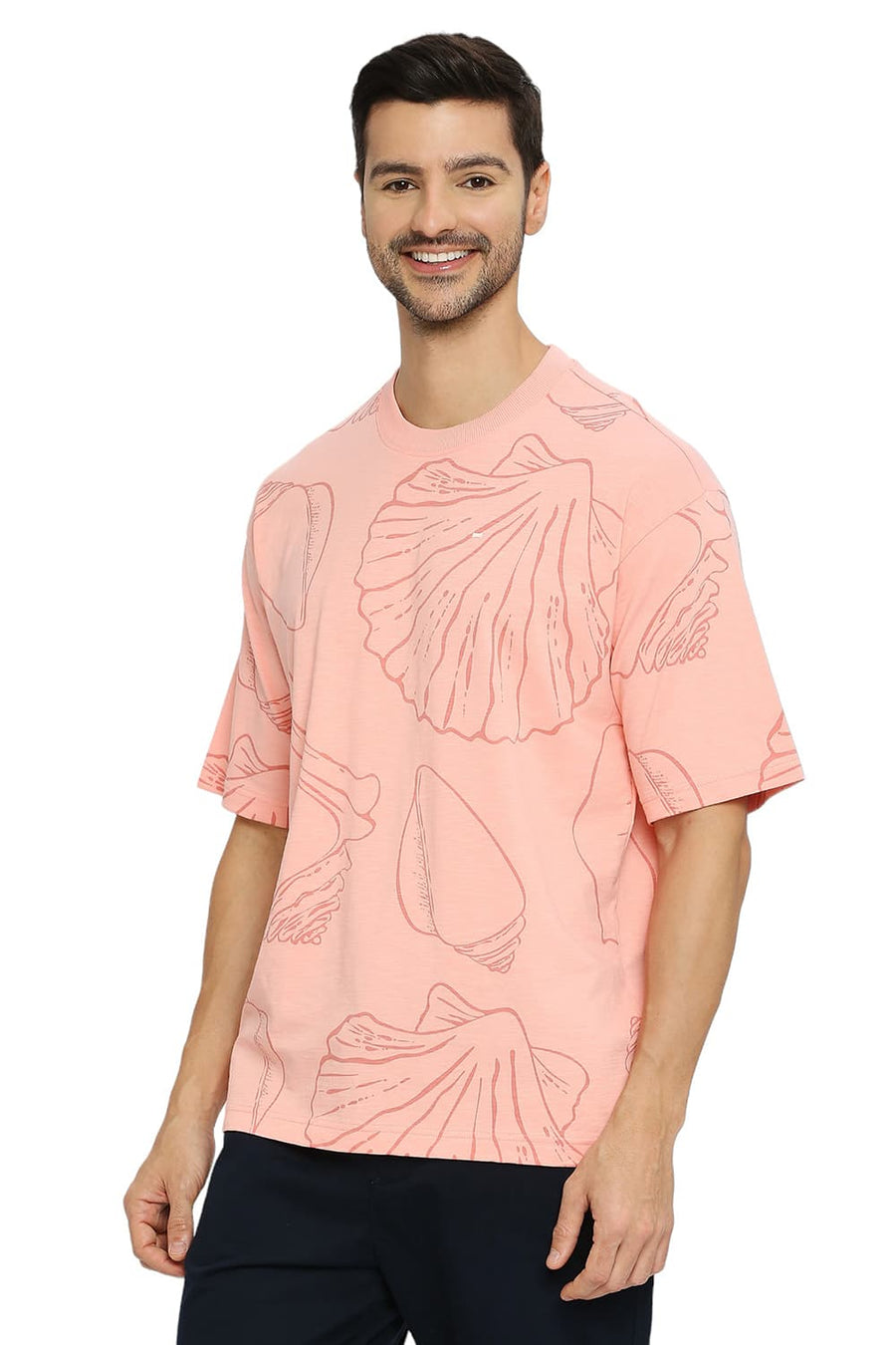 BASICS RELAXED FIT PEACHES N CREAM COTTON PRINTED CREW T-SHIRTS