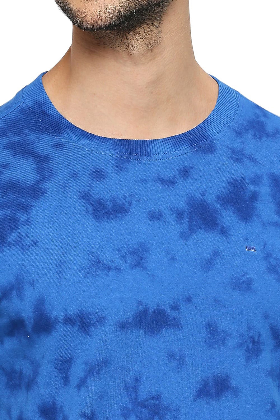 BASICS MUSCLE FIT CLASSIC BLUE COTTON TIE DYE CREW T-SHIRTS