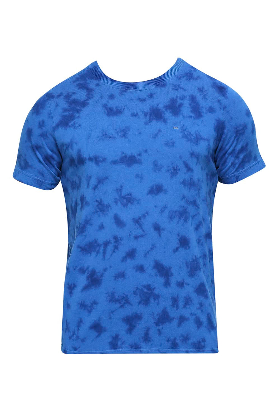 BASICS MUSCLE FIT CLASSIC BLUE COTTON TIE DYE CREW T-SHIRTS