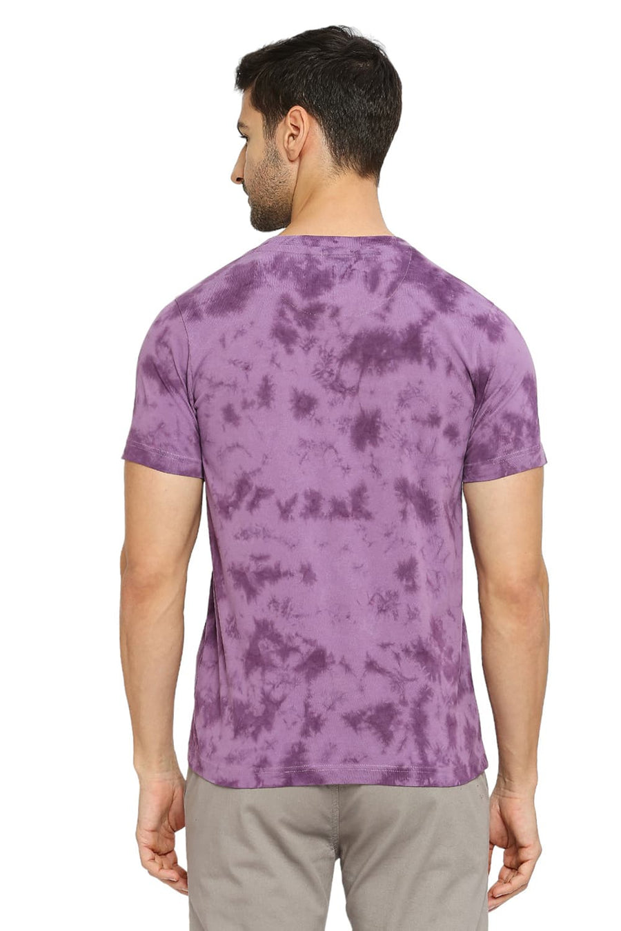 BASICS MUSCLE FIT WOOD VIOLET COTTON TIE DYE CREW T-SHIRTS