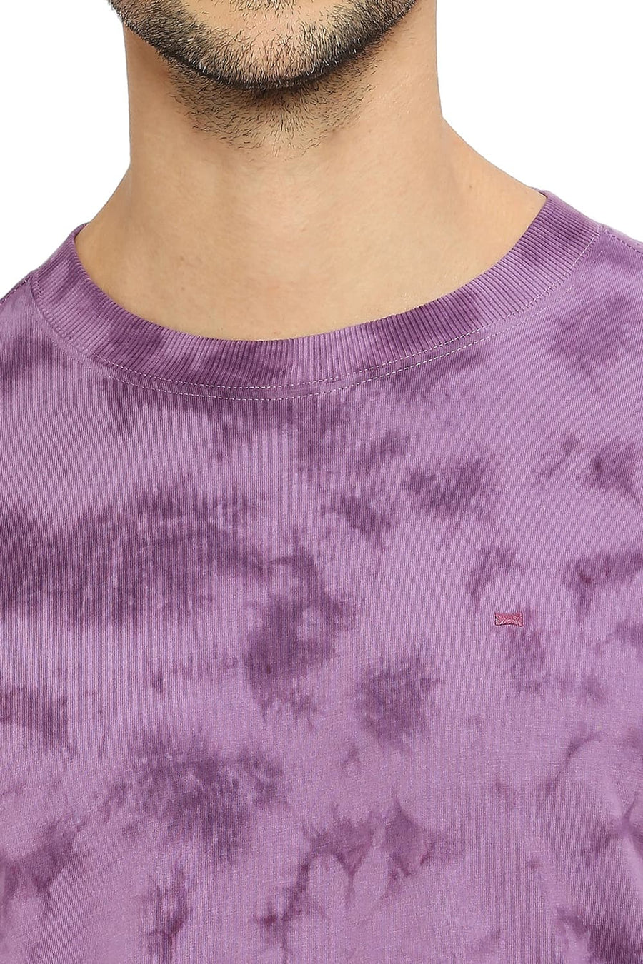 BASICS MUSCLE FIT WOOD VIOLET COTTON TIE DYE CREW T-SHIRTS