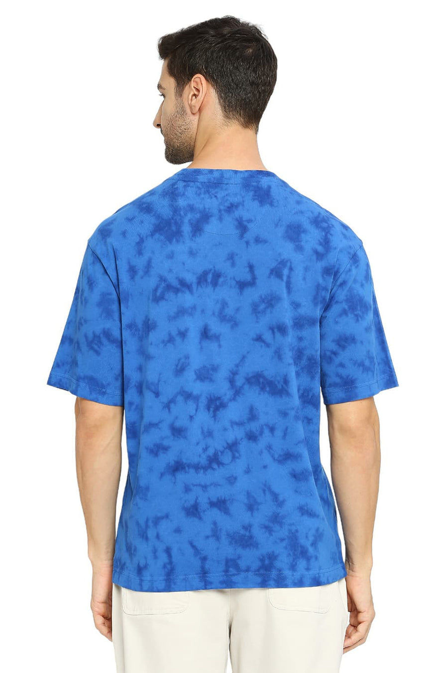 BASICS RELAXED FIT CLASSIC BLUE COTTON TIE DYE CREW T-SHIRTS
