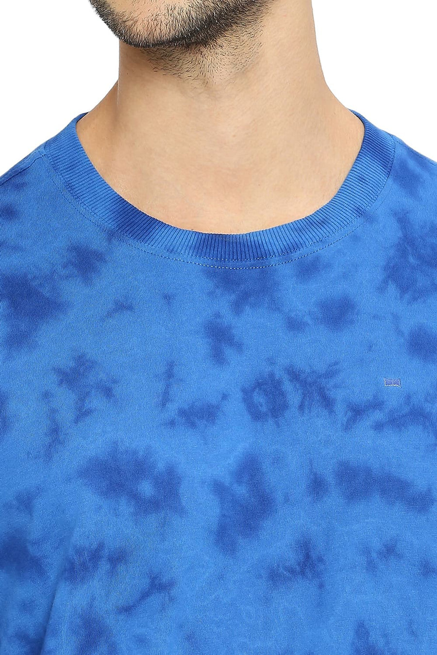 BASICS RELAXED FIT CLASSIC BLUE COTTON TIE DYE CREW T-SHIRTS