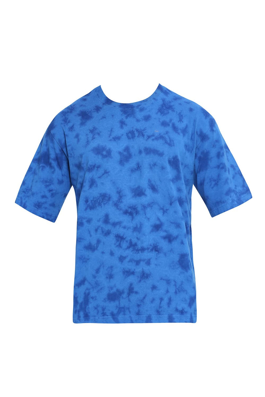 BASICS RELAXED FIT CLASSIC BLUE COTTON TIE DYE CREW T-SHIRTS