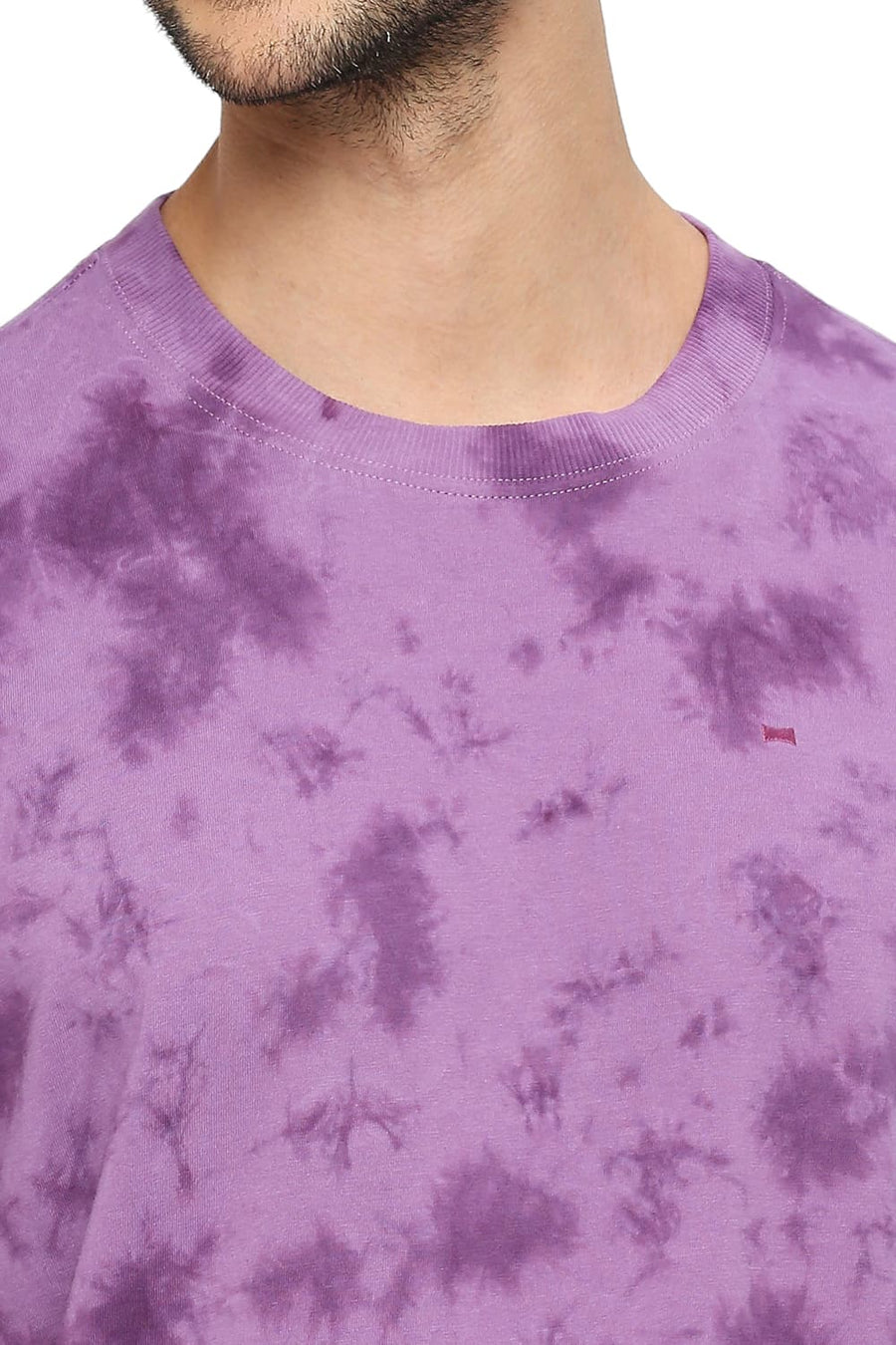 BASICS RELAXED FIT WOOD VIOLET COTTON TIE DYE CREW T-SHIRTS