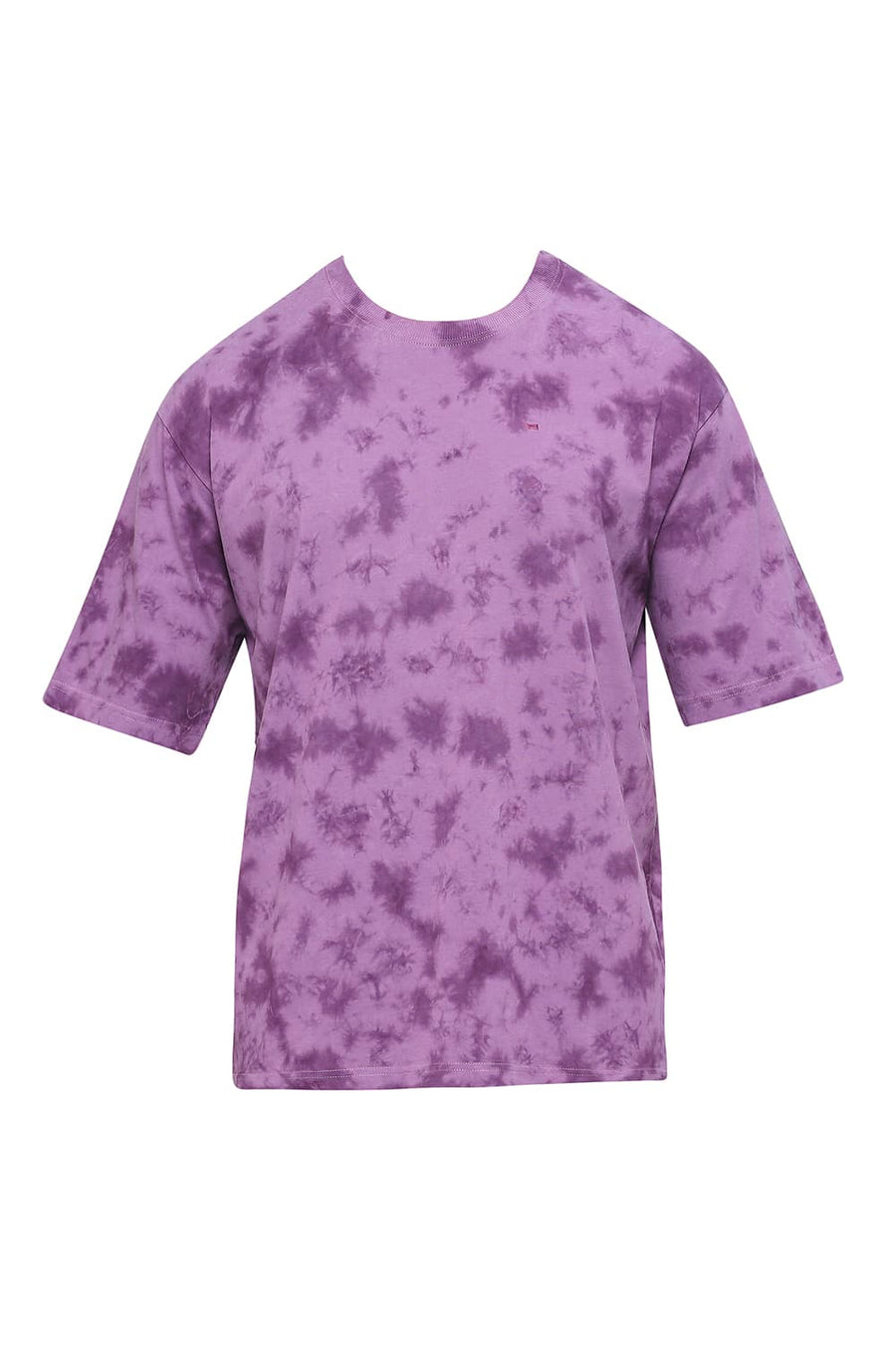 BASICS RELAXED FIT WOOD VIOLET COTTON TIE DYE CREW T-SHIRTS