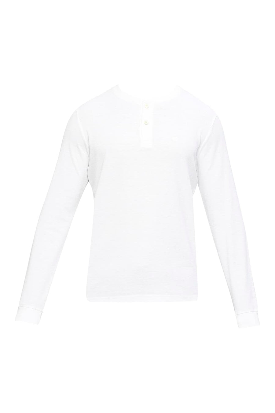 BASICS MUSCLE FIT BRIGHT WHITE COTTON POLYESTER SOLID HENLEY T-SHIRTS