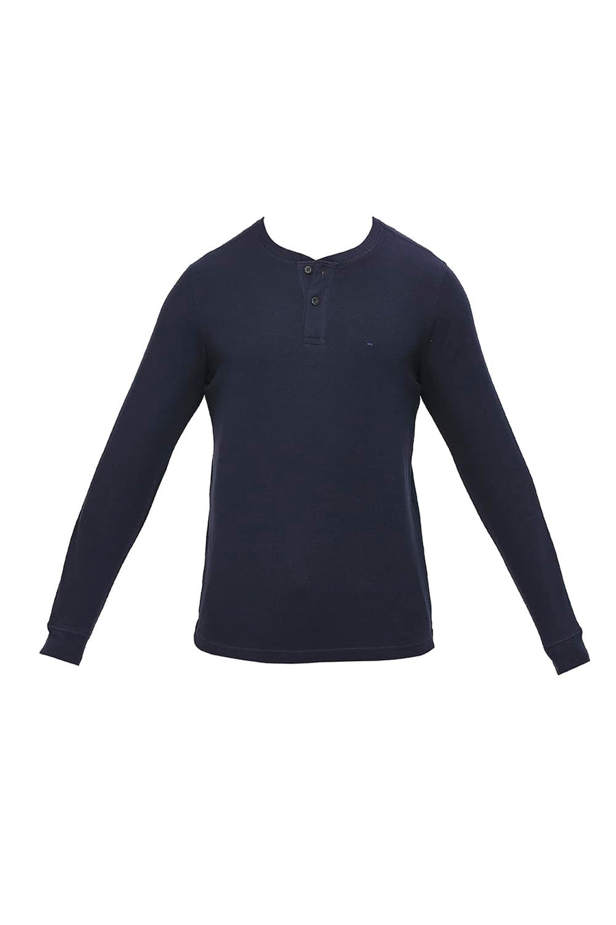 BASICS MUSCLE FIT NAVLACADEMY COTTON POLYESTER SOLID HENLEY T-SHIRTS