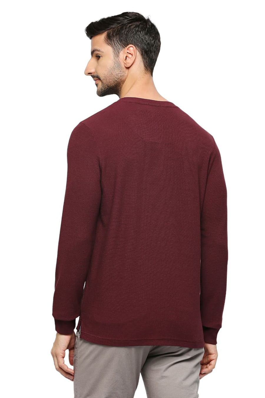 BASICS MUSCLE FIT PORT ROYALE COTTON POLYESTER SOLID HENLEY T-SHIRTS