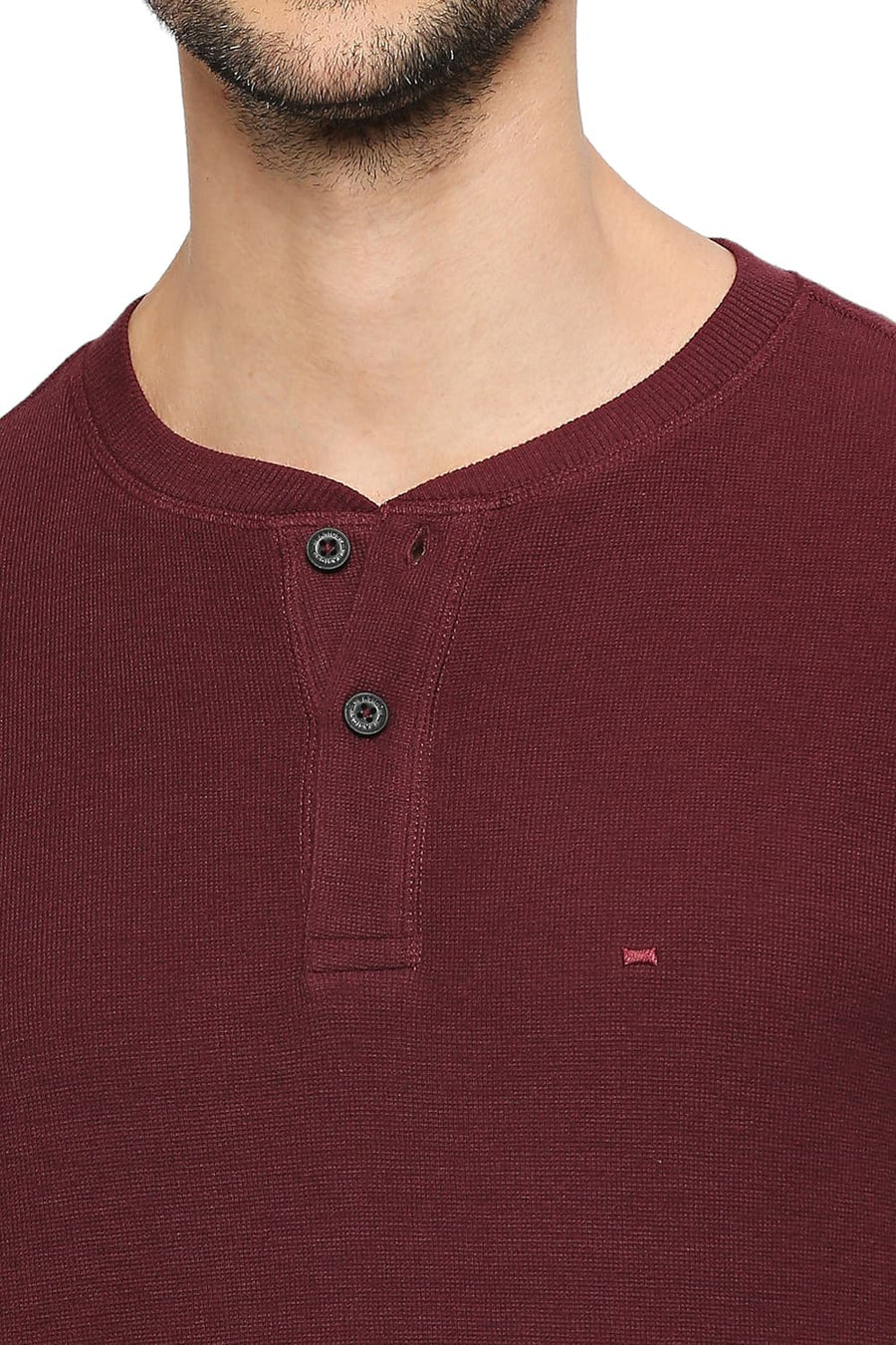 BASICS MUSCLE FIT PORT ROYALE COTTON POLYESTER SOLID HENLEY T-SHIRTS