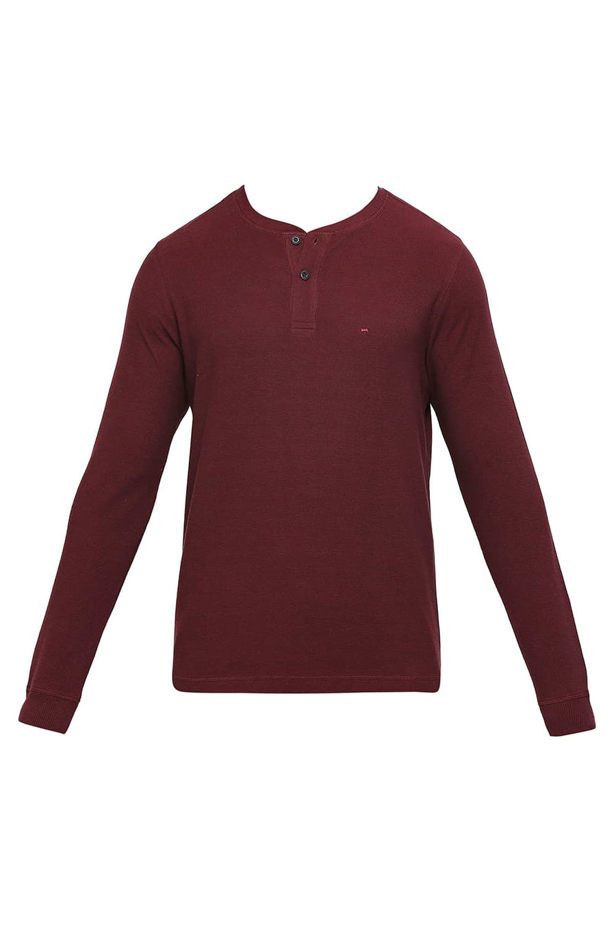 BASICS MUSCLE FIT PORT ROYALE COTTON POLYESTER SOLID HENLEY T-SHIRTS
