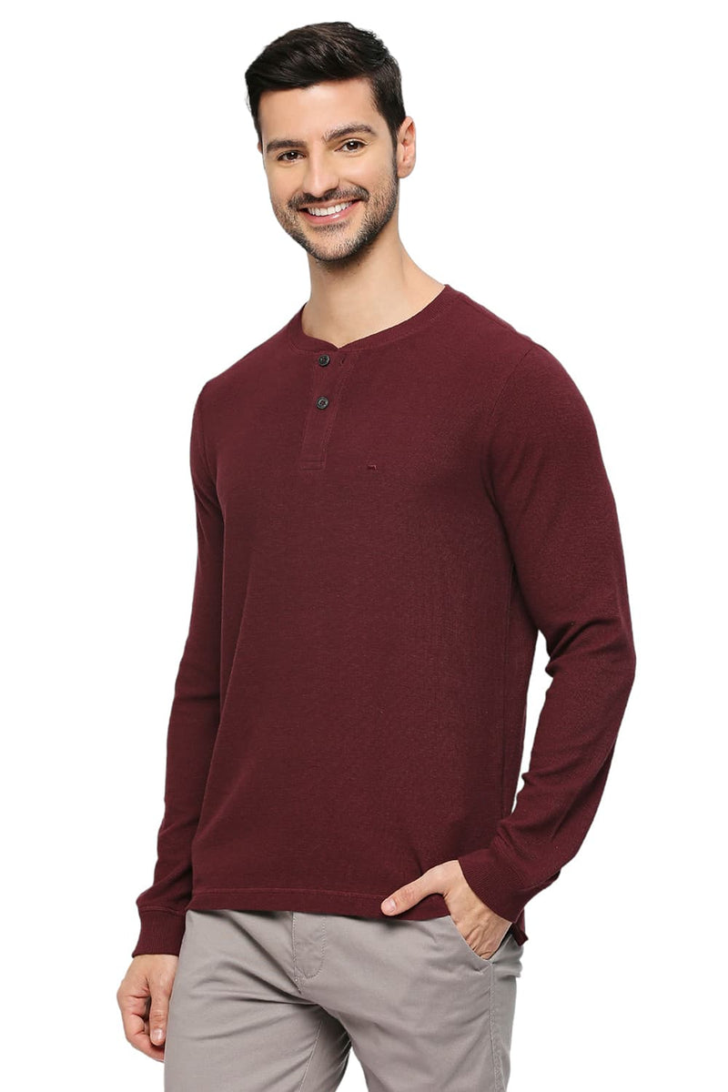 REGULAR FIT COTTON POLYESTER SOLID HENLY T-SHIRTS