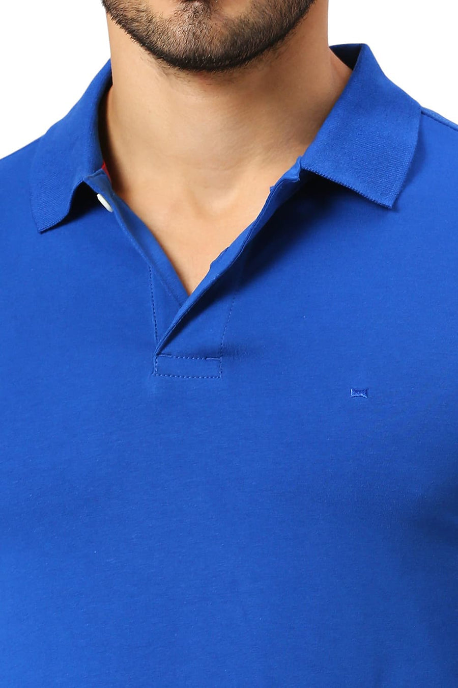 BASICS MUSCLE FIT LAPIS BLUE COTTON STRETCH SOLID POLO T-SHIRTS