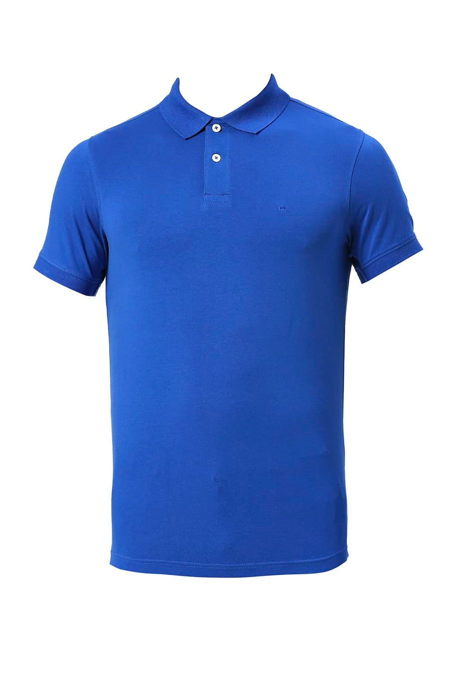BASICS MUSCLE FIT LAPIS BLUE COTTON STRETCH SOLID POLO T-SHIRTS