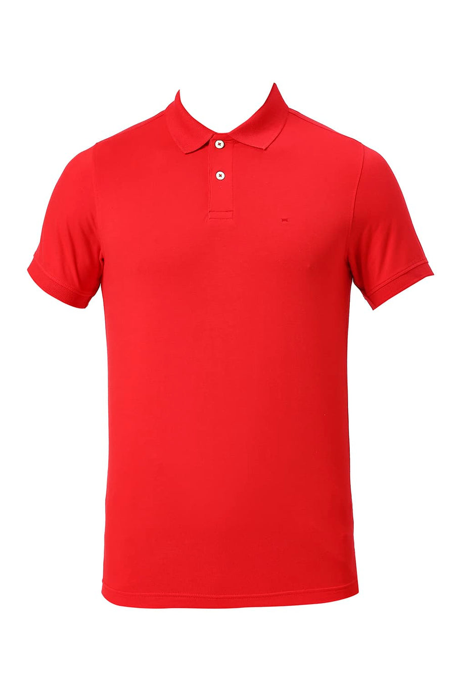 BASICS MUSCLE FIT RACING RED COTTON STRETCH SOLID POLO T-SHIRTS