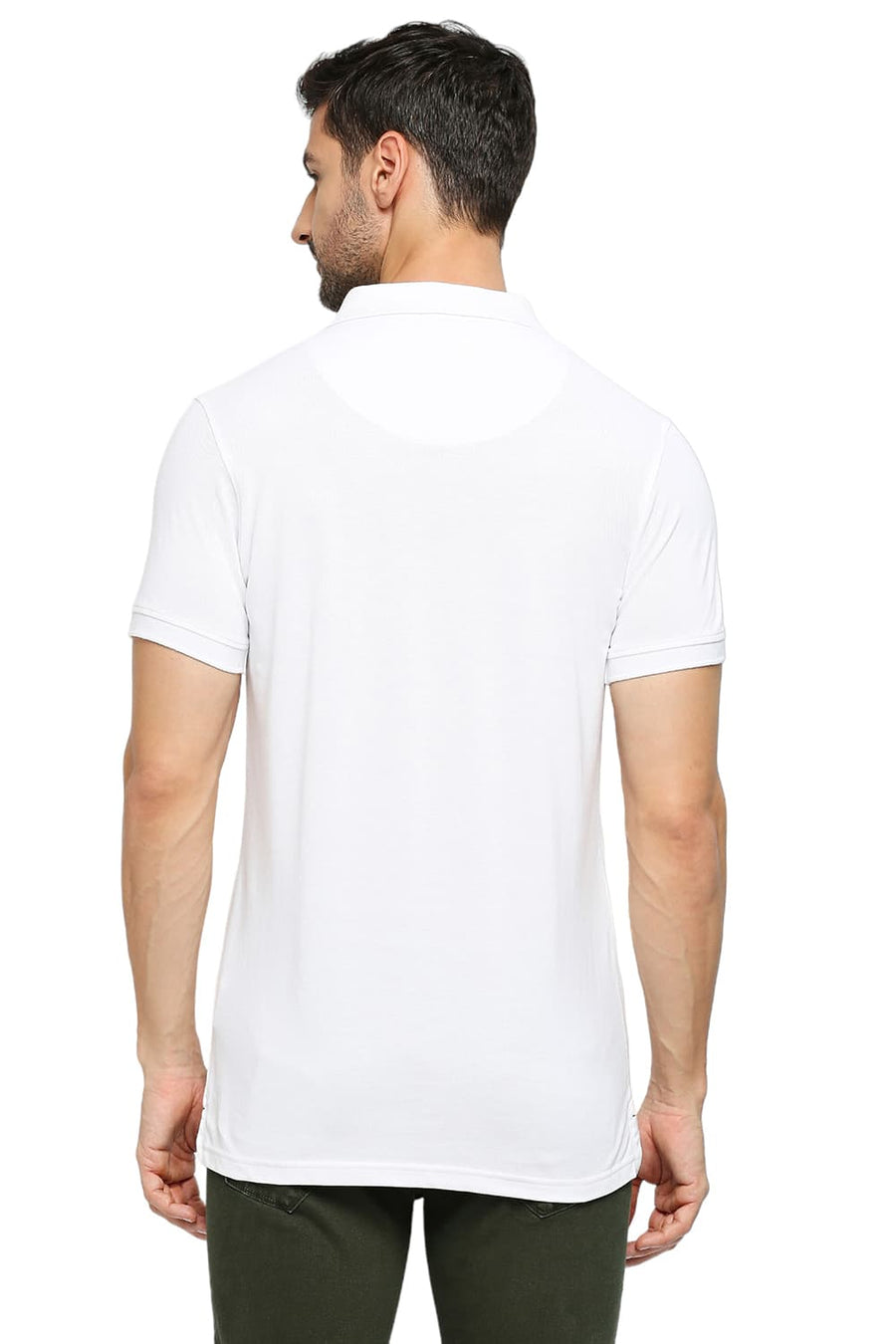 BASICS MUSCLE FIT BRIGHT WHITE COTTON SOLID POLO T-SHIRTS