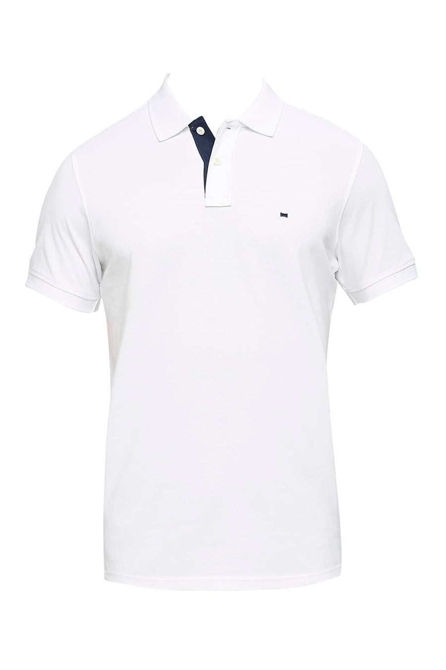 BASICS MUSCLE FIT BRIGHT WHITE COTTON SOLID POLO T-SHIRTS