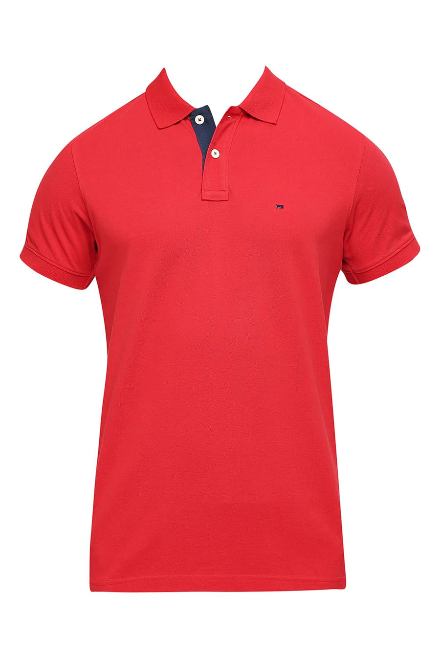 BASICS MUSCLE FIT URBAN RED COTTON SOLID POLO T-SHIRTS
