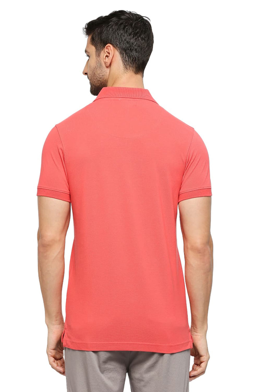 BASICS MUSCLE FIT CAYENNE COTTON SOLID POLO T-SHIRTS