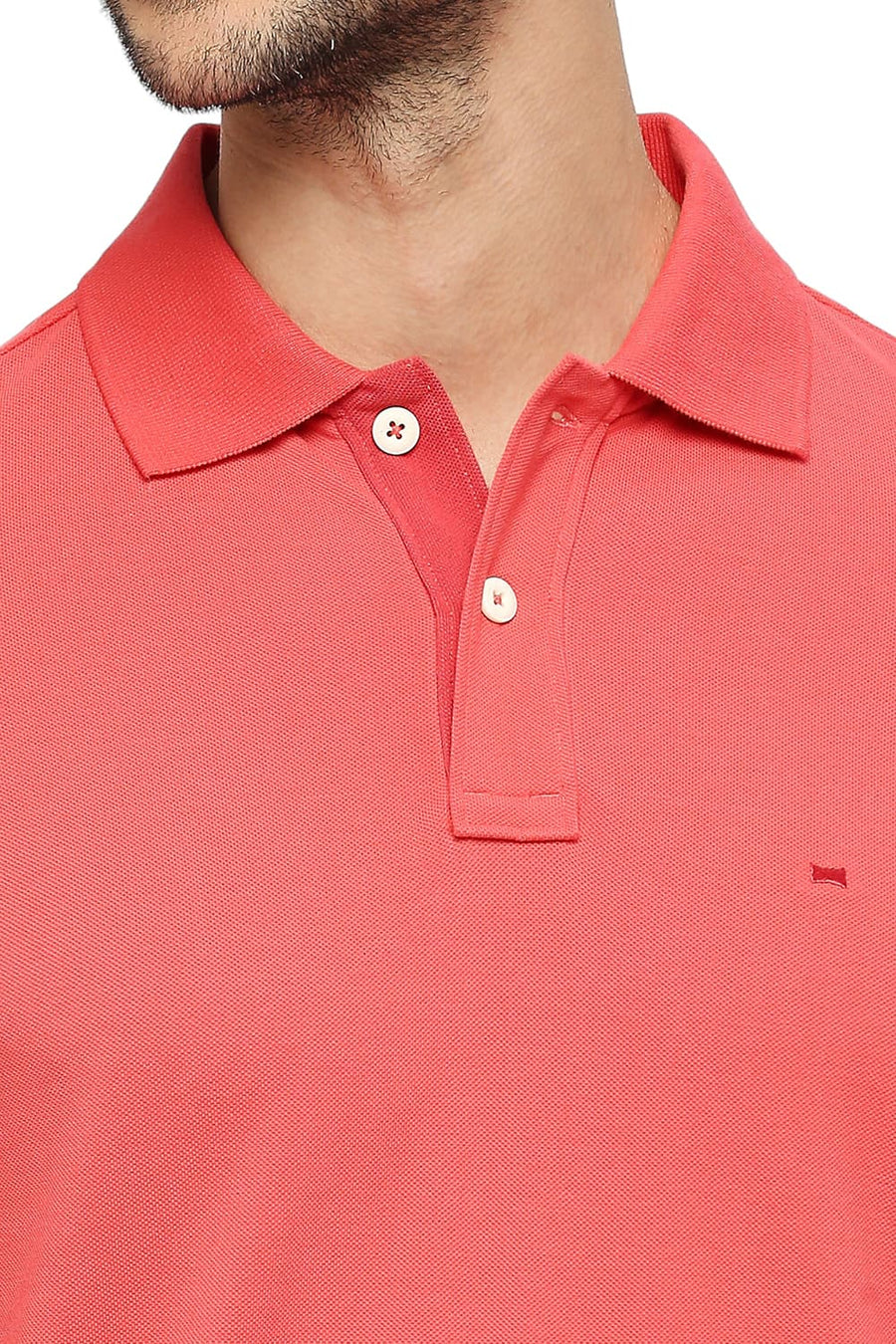 BASICS MUSCLE FIT CAYENNE COTTON SOLID POLO T-SHIRTS