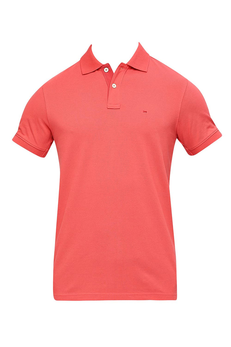 BASICS MUSCLE FIT COTTON SOLID POLO T-SHIRTS