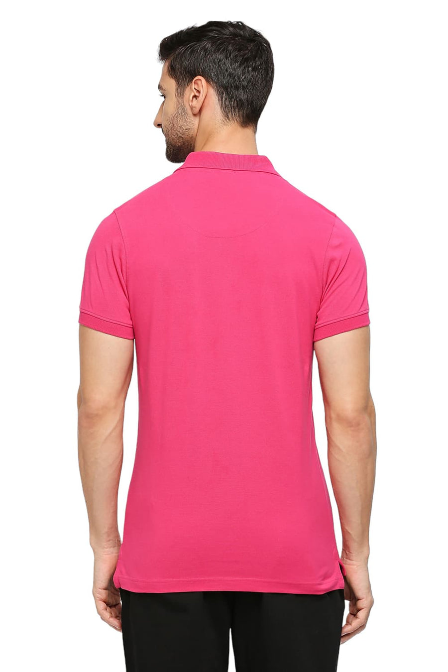 BASICS MUSCLE FIT BEETROOT PURPLE COTTON SOLID POLO T-SHIRTS