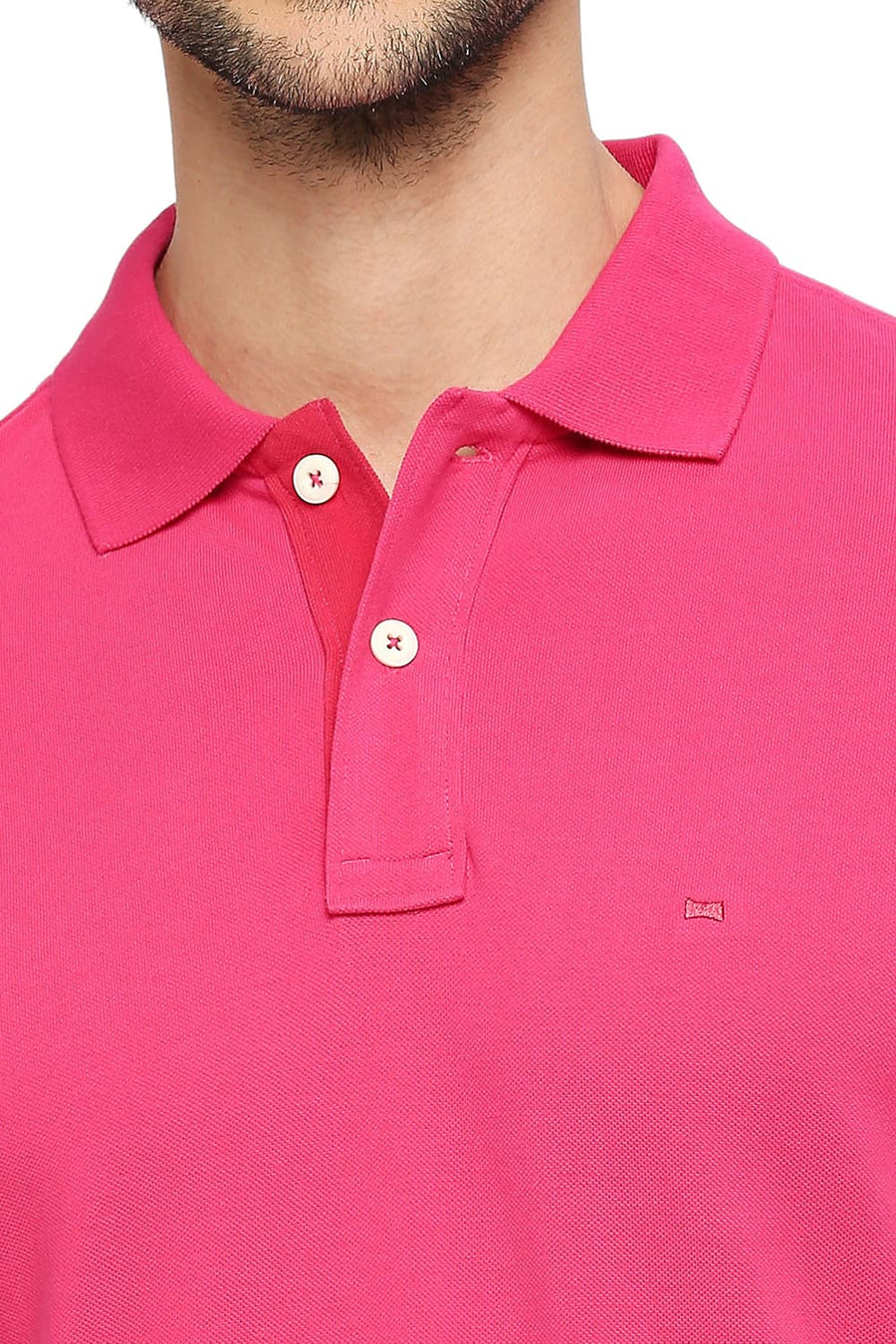 BASICS MUSCLE FIT BEETROOT PURPLE COTTON SOLID POLO T-SHIRTS