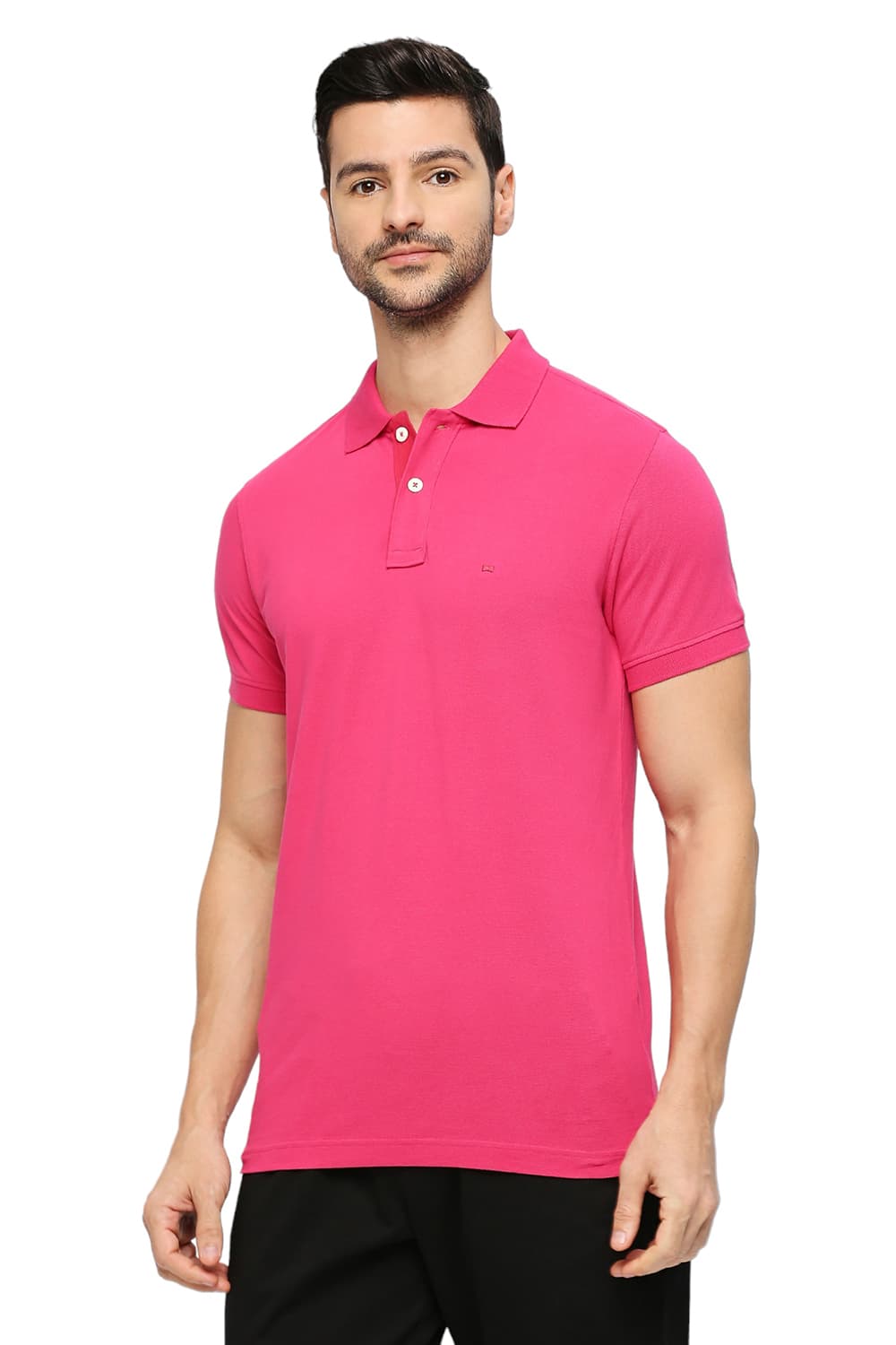 BASICS MUSCLE FIT COTTON SOLID POLO T-SHIRTS