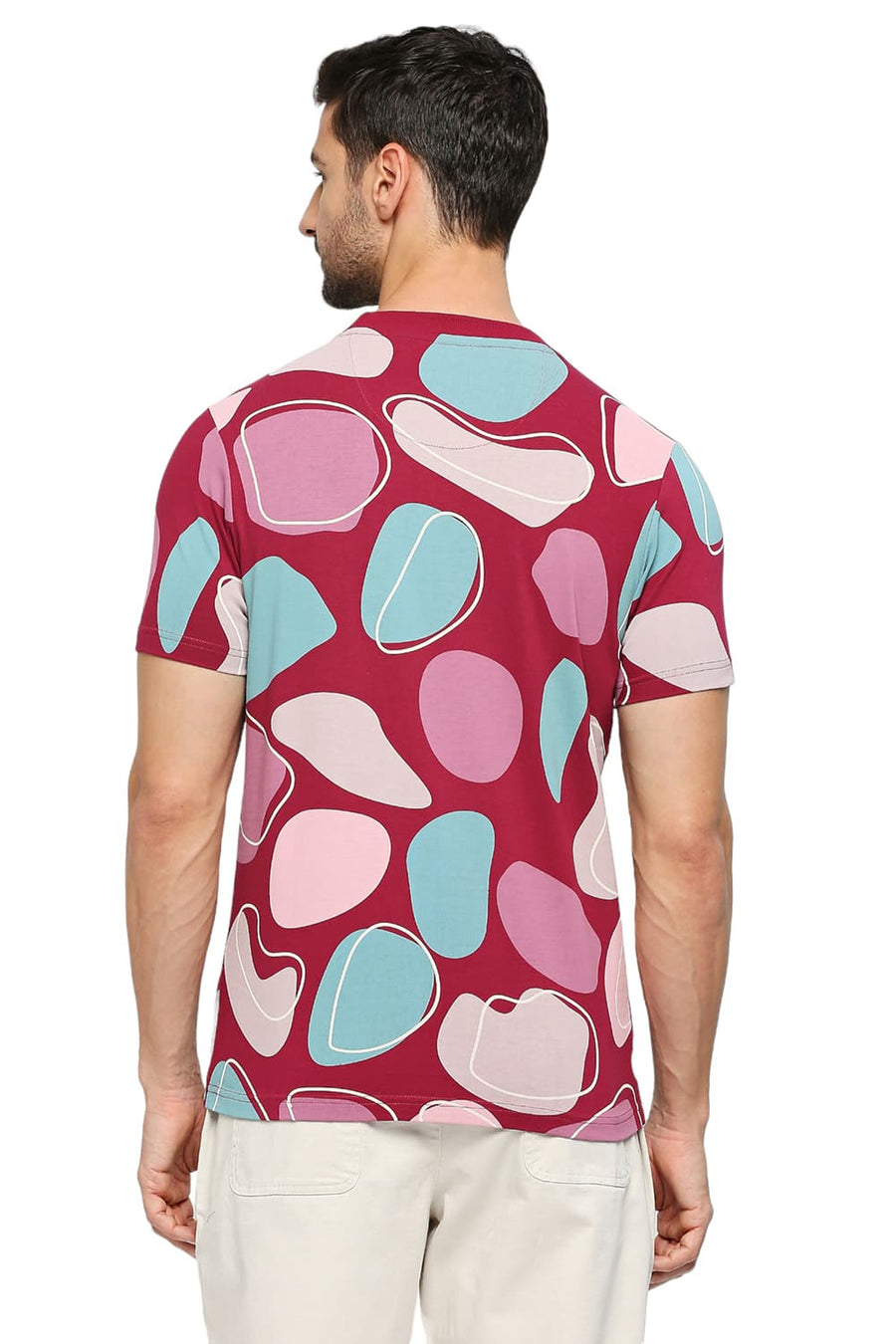 BASICS MUSCLE FIT BEAUJOLAIS COTTON PRINTED CREW T-SHIRTS