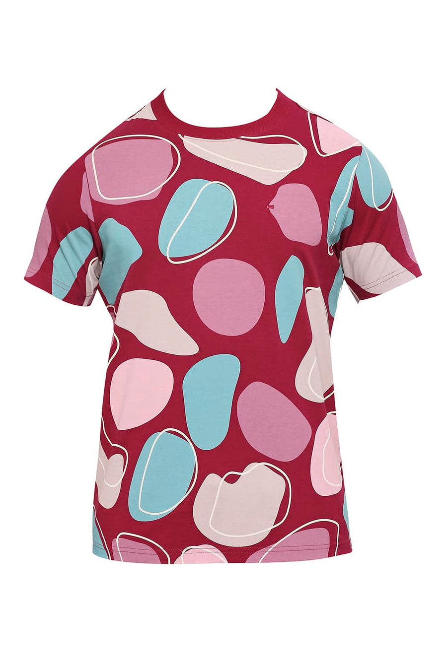 BASICS MUSCLE FIT BEAUJOLAIS COTTON PRINTED CREW T-SHIRTS
